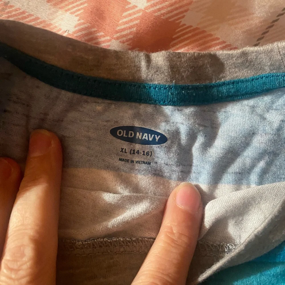 Old Navy Boys Long Sleeve‎ Tee - Blue and Gray Stripes